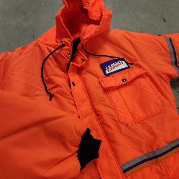 FEDEX Stan Herman Vintage Insulated Hooded Coveralls Orange Union Made XL - Picture 7 of 16